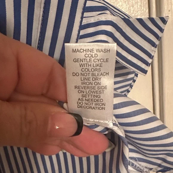 NY Collection Blue and White Striped Blouse - Picture 9 of 9